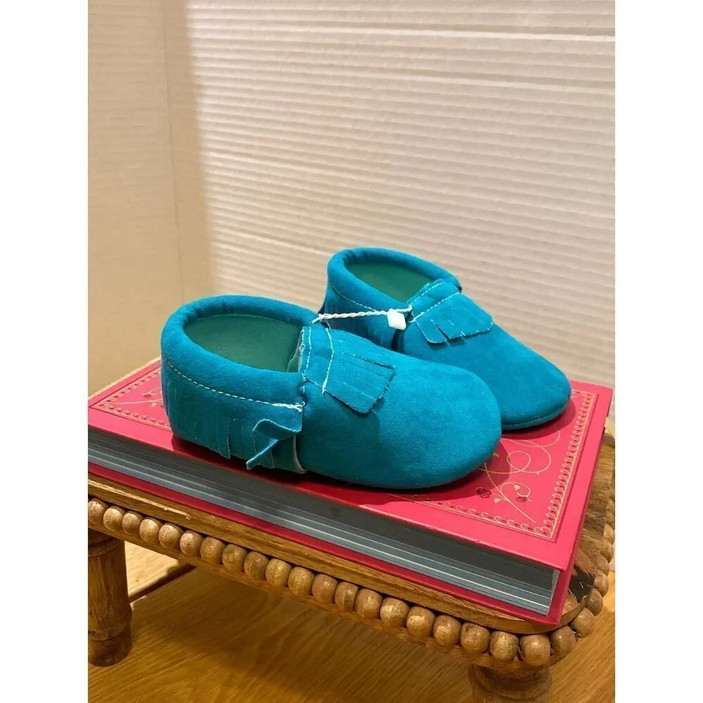 Baby Moccasin- Teal , Unisex, 12-18 Months